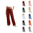 thumbnail image 1 of Cargo Pants Women 2026 Basic Elastic Waist Drawstring Casual Loose Wide Straight Leg Cargo Sweatpants with Pockets, 1 of 8
