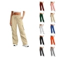 thumbnail image 1 of Cargo Pants Women 2026 Basic Elastic Waist Drawstring Casual Loose Wide Straight Leg Cargo Sweatpants with Pockets, 1 of 8