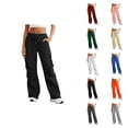 thumbnail image 1 of Cargo Pants Women 2026 Basic Elastic Waist Drawstring Casual Loose Wide Straight Leg Cargo Sweatpants with Pockets, 1 of 7