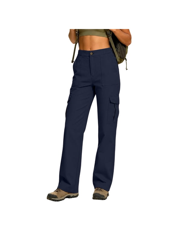 Cargo Pants Women 2026 High Waist Straight Leg Waterproof Hiking Pants Women Button Stretch Outdoor Work Trousers, XXL