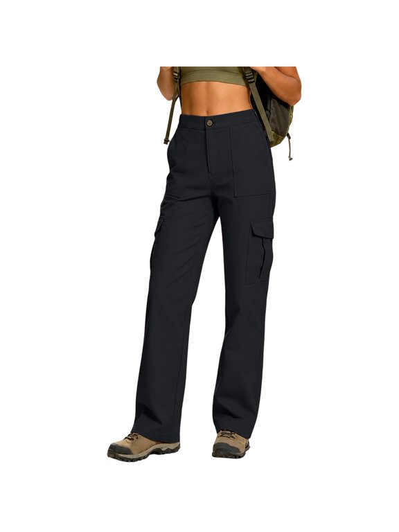 Cargo Pants Women 2026 High Waist Straight Leg Waterproof Hiking Pants Women Button Stretch Outdoor Work Trousers, XXL