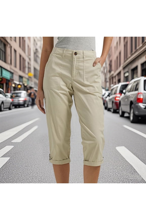 Cargo Pants Women Cargo Capris Capri Pants Dressy Joggers Casual Pull On Cropped Pants with Pockets Work Pants, Limited Time Under 10 Dollars