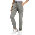 thumbnail image 1 of Cargo Pants Women Casual Full Length Elasticated Waist Fall Pants Solid Color Lightweight Quick Dry Walking Hiking Trousers with Pockets Outdoor Straight Fit Bottoms, 1 of 6