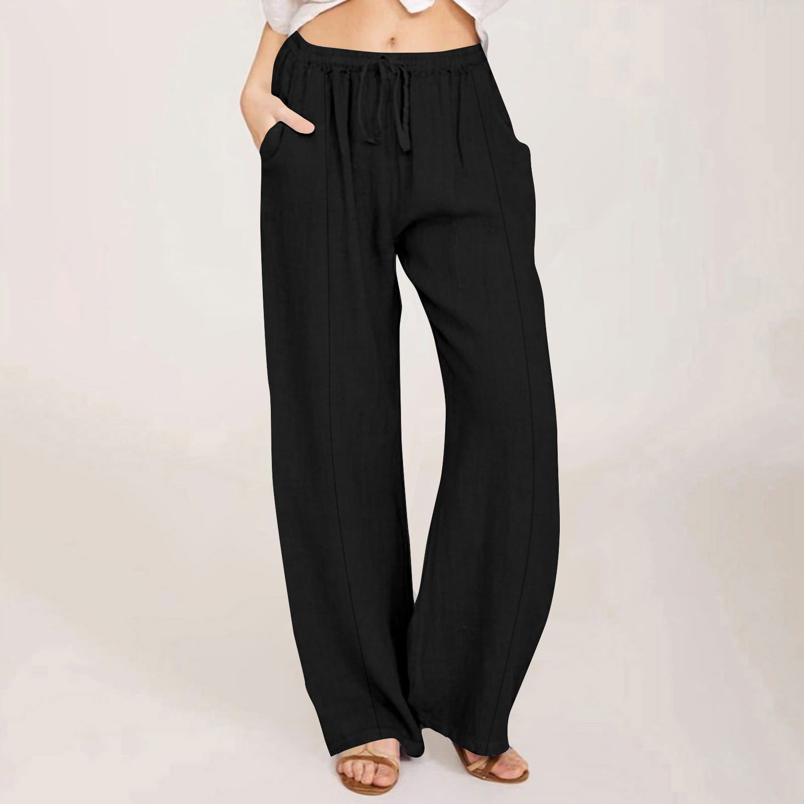 Cargo Pants Women Casual Straight Leg Pants Solid Color Casual Long