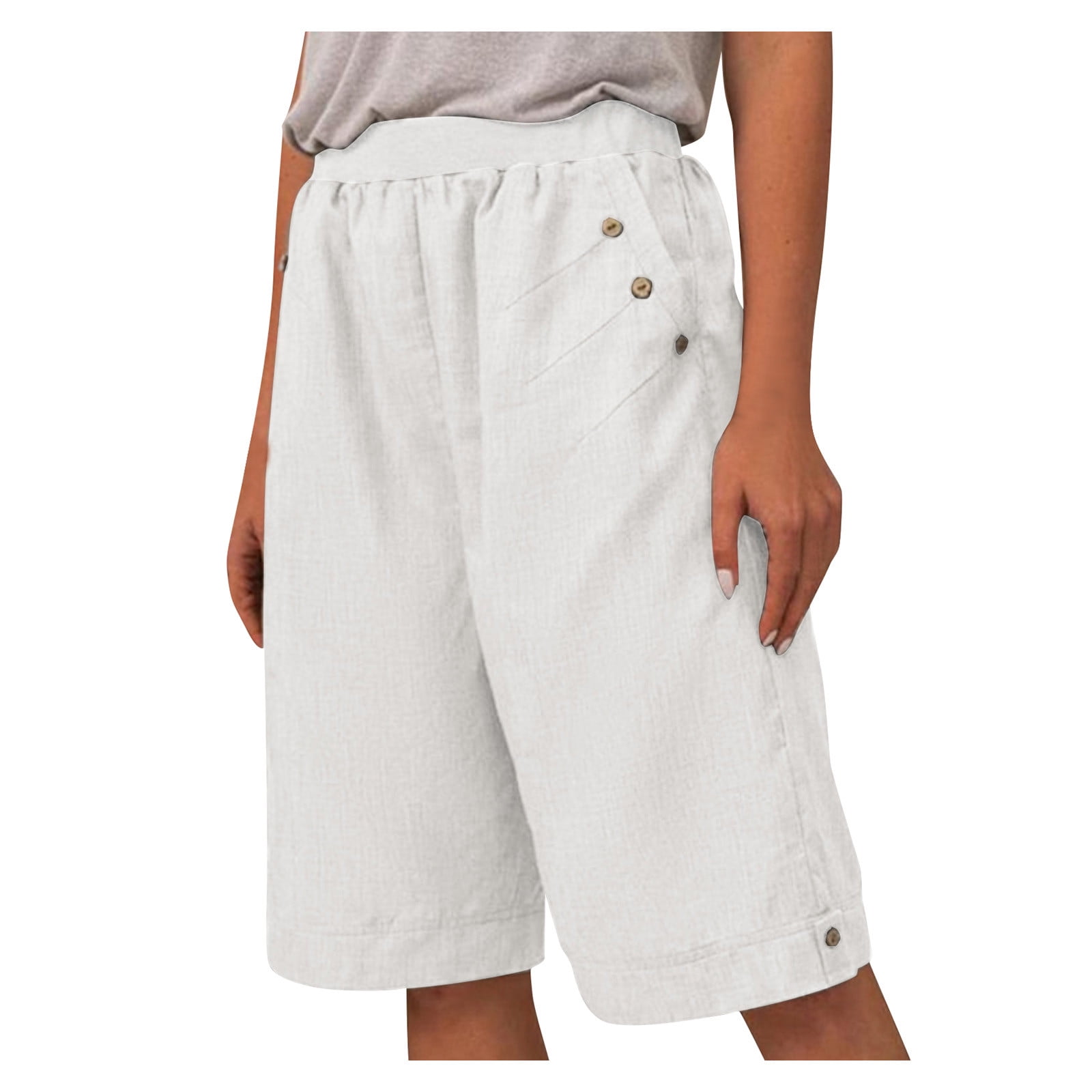 Cargo Pants Women Daisy Shorts Print Wide Leg Pocket Button Cotton Loose  Trousers For Female 