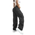 thumbnail image 1 of Cargo Pants Women Elastic High Waisted Pants Wide Leg Baggy Casual Trousers Hiking Streetwear Outfits with Pockets Dark Gray 2XL, 1 of 4