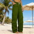 thumbnail image 1 of Cargo Pants Women Fashionable Casual Side Pockets High Waisted Elastic Straight Leg Loose Fitting Work Pants, 1 of 6