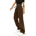 thumbnail image 1 of Cargo Pants Women  High Waist Baggy Cargo Pants Cotton Multiple Pockets Straight Wide Leg Trousers  Pants, 1 of 7