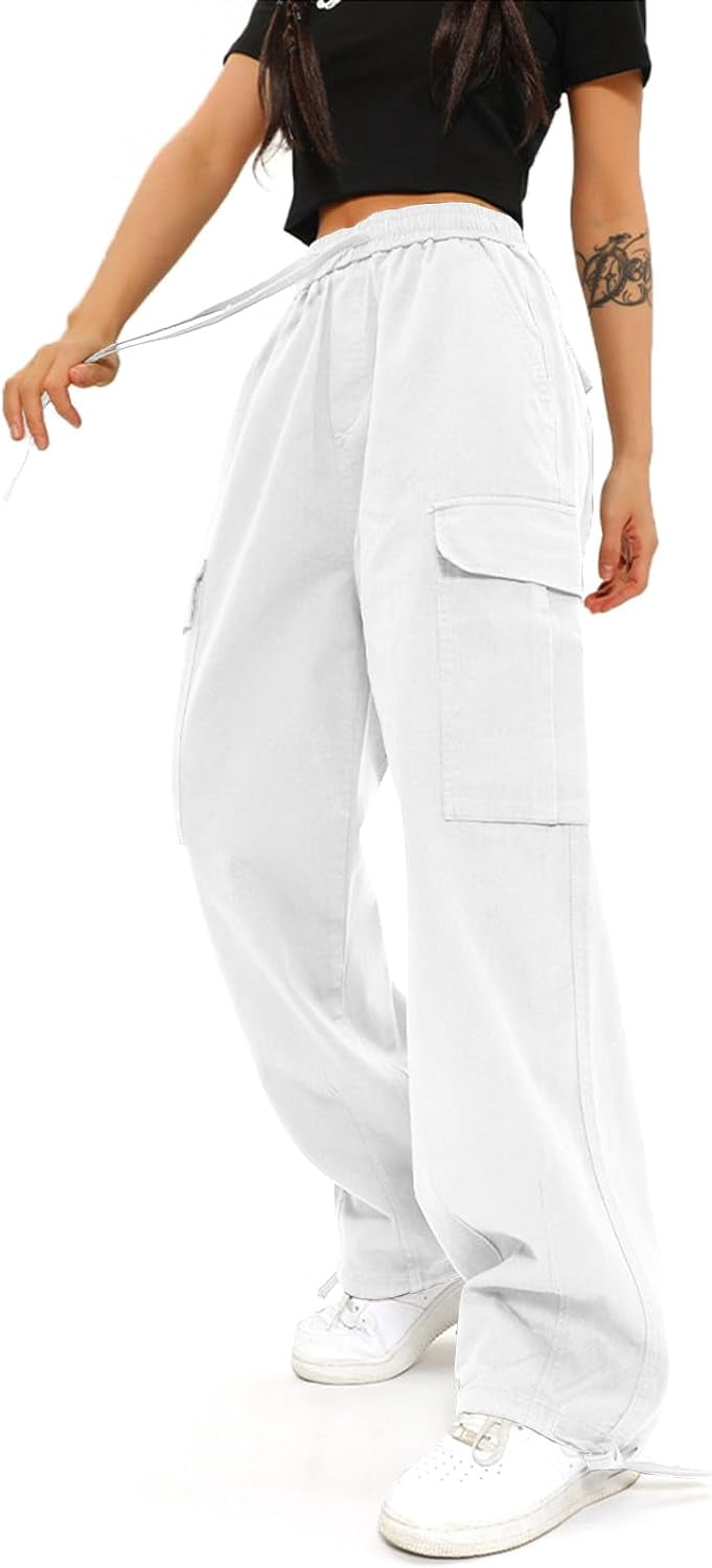 Cargo Pants Women High Waist Baggy Cargo Pants Cotton Multiple Pockets