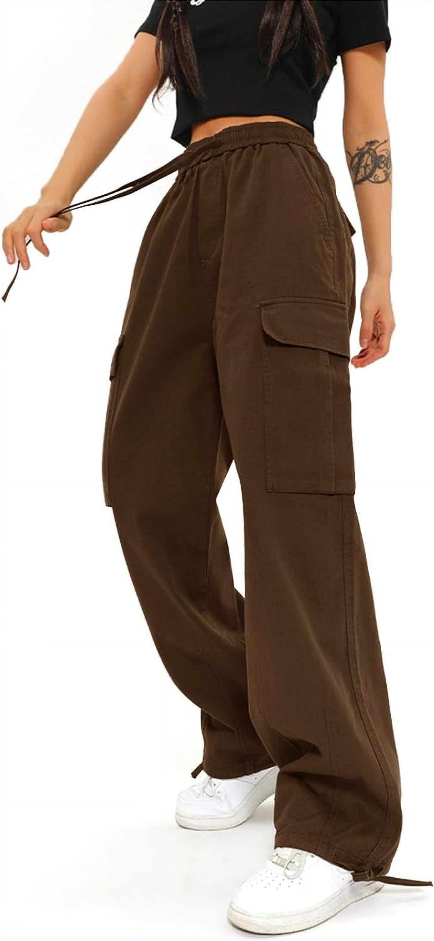 Cargo Pants Women High Waist Baggy Cargo Pants Cotton Multiple Pockets