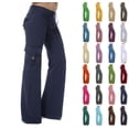 thumbnail image 1 of Cargo Pants Women High Waist Casual Plus Size Flare Leggings with Pockets Stretch Workout Wide Leg Yoga Pant Clothes Blue 4XL, 1 of 6