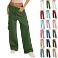 thumbnail image 1 of Wide Leg Cargo Pants for Women Plus Size High Waisted Streetwear Pants Loose Fit Hippie Punk Style Trousers, 1 of 6