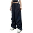 thumbnail image 1 of Cargo Pants Women Low Waist Loose Casual Baggy Wide Leg Sweatpants Drawstring Hippie Jogger Trousers Streetwear, 1 of 7