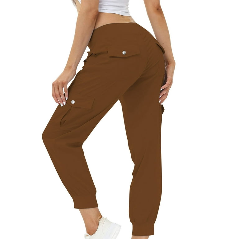 Cargo Pants Women Low Waisted Drawstring Lightweight Trousers
