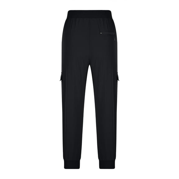 Cargo Pants Women Plain Elastic Waist Drawstring with Zipper Pockets Pants Straight Legs Gym Training Sports Tracksuit Bottoms Slim Fit Comfy Sweatpants Loungewear