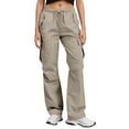 thumbnail image 1 of Cargo Pants Women Plus Size Women's Casual Cargo Pants High Waisted Wide Leg With Pockets Workwear Cargo Sweatpants Khaki XXL, 1 of 6