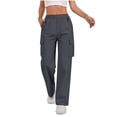 thumbnail image 1 of Cargo Pants Women Sevevn Women's Trendy Wide Leg Cargo Pants Multi-Pocket Casual Streetwear Trousers Dark Gray L, 1 of 9