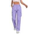 thumbnail image 1 of Cargo Pants Women Sevevn Women's Trendy Wide Leg Cargo Pants Multi-Pocket Casual Streetwear Trousers Purple M, 1 of 9