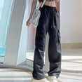 thumbnail image 1 of Cargo Pants Women Summer High Waist Wide Leg Straight Casual Sports Long Pants, 1 of 9