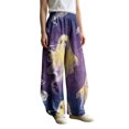 thumbnail image 1 of Cargo Pants Women Wide Leg Barrel Baggy Trousers, Elastic High Waist Casual Pants With Pockets Purple Fashion Outfits Clothes XL, 1 of 4