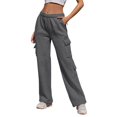 thumbnail image 1 of Cargo Pants Women Wide Leg Sweatpants High Waisted Joggers with Pockets Outdoor Athletic Workout Casual Loose Pants Soft Comfy Lightweight Hilking Jogger Vacation Trousers, 1 of 6