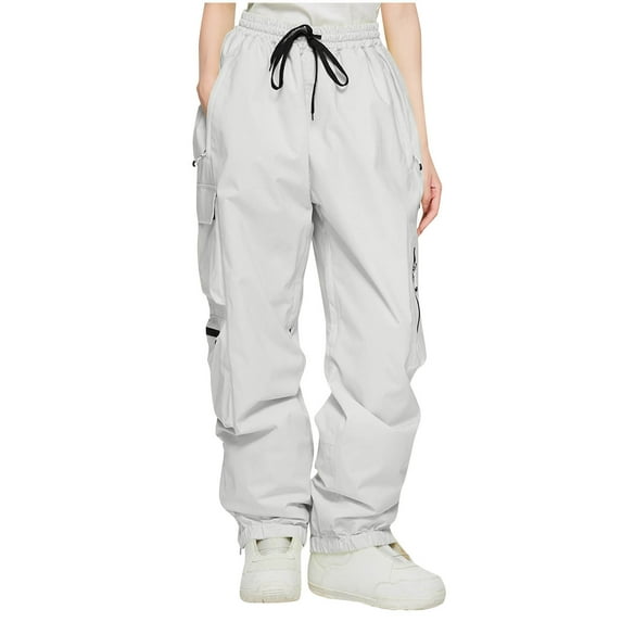 Cargo Pants Women, Women Snow Ski Pants Waterproof Windproof Winter Outdoor Hiking Cargo Pant Drawstring Softshell Warm Solid Trousers