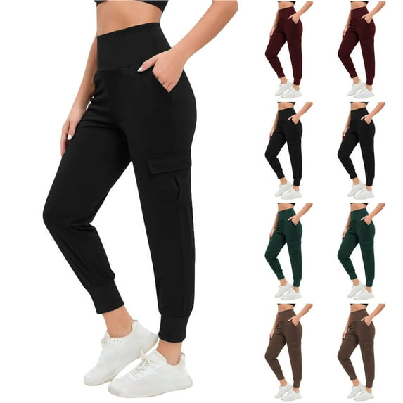 Cargo Pants Women Women's Pants Sweatpants Women Women's Solid Color Loose Casual Sports Pants With Pockets Black M