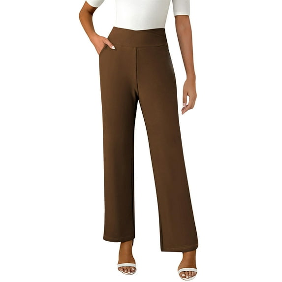 Cargo Pants Women, Womens Casual Elastic High Waisted Work Pants Business Office Comforable Straight Leg Dress Straight Trousers