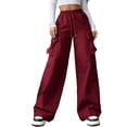 thumbnail image 1 of Cargo Pants Women Work High Waisted Ladies' Loose Casual Pants With Pockets And Straight Leg Work Pants, 1 of 7