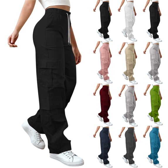 Cargo Pants Women Work High Waisted Spicy Girl High Waisted Wide Leg Pants With Multiple Pockets Casual Work Pants