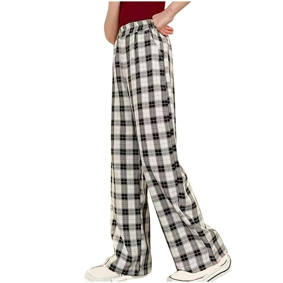 Cargo Pants for Girls 5-16 Baggy High Waisted Wide Leg Pants Casual Drawstring Striped Workout Pant with Pockets