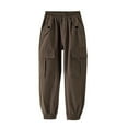 thumbnail image 1 of Cargo Pants for Girls Fall Cotton Sweatpants with Pockets Stretchy High Waist Active Joggers Y2k Pant 7-13 Years (8 Years, Coffee), 1 of 3