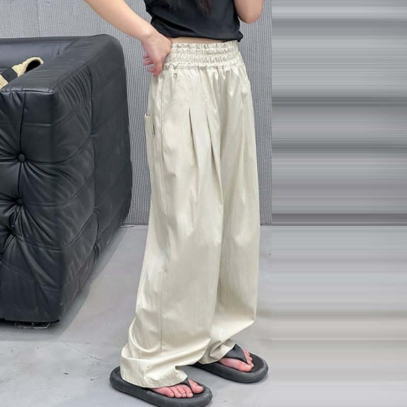 Cargo Pants for Girls with Pockets Casual High Waisted Pants Wide Leg Summer Clothes for Toddler Girls 6-7 Years