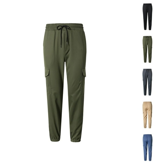 Cargo Pants for Men 2025 Casual Elastic Waist Drawstring Cargo Sweatpants Jogger with Pockets Mens Trousers