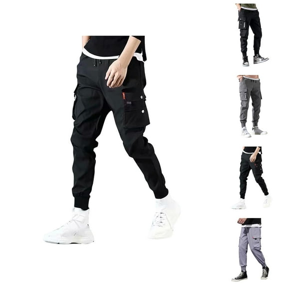 Cargo Pants for Men 2025 Casual Elastic Waist Drawstring Cargo Sweatpants Jogging Pants with Pockets Mens Trousers