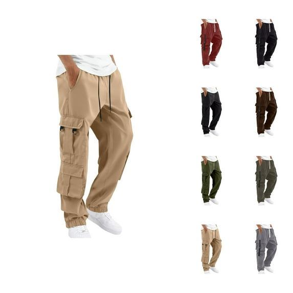 Cargo Pants for Men 2025 Casual Elastic Waist Drawstring Loose Cargo Sweatpants Joggers with Pockets Mens Trousers