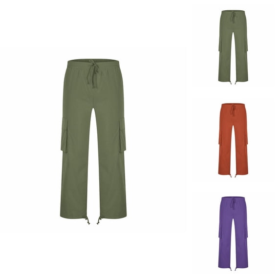 Cargo Pants for Men 2025 Casual Loose Fit Elastic Waist Drawstring Cargo Sweatpants with Pockets Mens Trousers