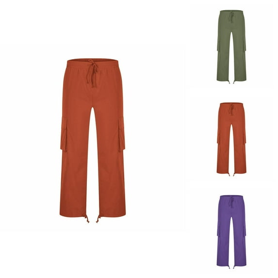 Cargo Pants for Men 2025 Casual Loose Fit Elastic Waist Drawstring Cargo Sweatpants with Pockets Mens Trousers