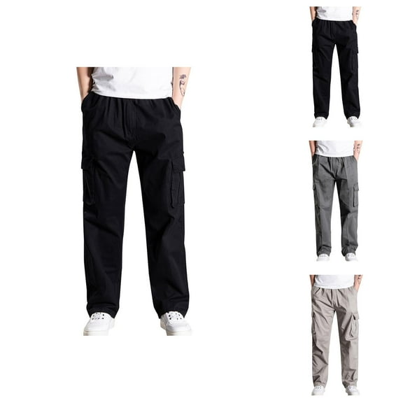 Cargo Pants for Men 2025 Casual Outdoor Relaxed Fit Elastic Waist Workout Work Pants with Pockets Mens Trousers