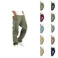 thumbnail image 1 of Cargo Pants for Men 2025 Casual Relaxed Fit Elastic Waist Drawstring Cargo Sweatpants with Pockets Mens Trousers, 1 of 8