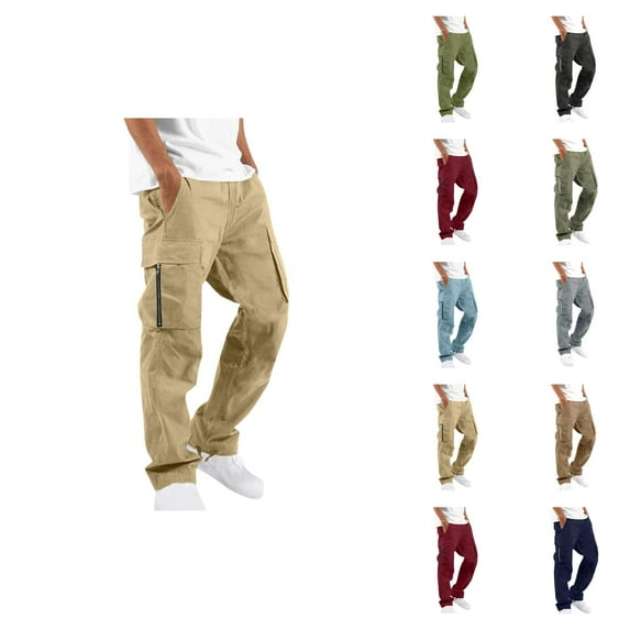 Cargo Pants for Men 2025 Casual Relaxed Fit Elastic Waist Drawstring Cargo Sweatpants with Pockets Mens Trousers