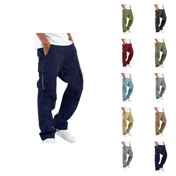 Cargo Pants for Men 2025 Casual Relaxed Fit Elastic Waist Drawstring Cargo Sweatpants with Pockets Mens Trousers