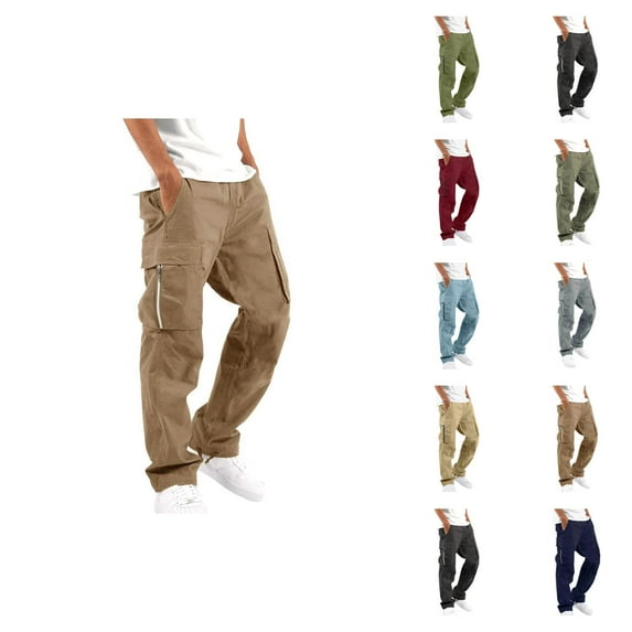 Cargo Pants for Men 2025 Casual Relaxed Fit Elastic Waist Drawstring Cargo Sweatpants with Pockets Mens Trousers