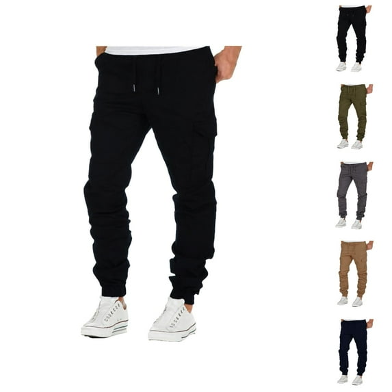 Cargo Pants for Men 2025 Elastic Waist Drawstring Casual Cargo Jogger with Multiple Pockets Mens Trousers
