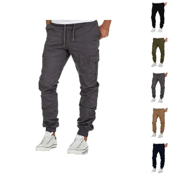 Cargo Pants for Men 2025 Elastic Waist Drawstring Casual Cargo Jogger with Multiple Pockets Mens Trousers