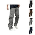 thumbnail image 1 of Cargo Pants for Men 2025 Elastic Waist Drawstring Straight Leg Work Pants with Pockets Mens Trousers, 1 of 4