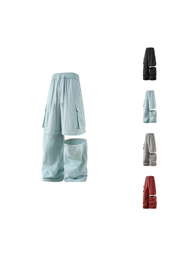 Cargo Pants for Men 2025 Lightweight Loose Fit Straight Leg Convertible Zip Off Combat Parachute Pants with Pockets