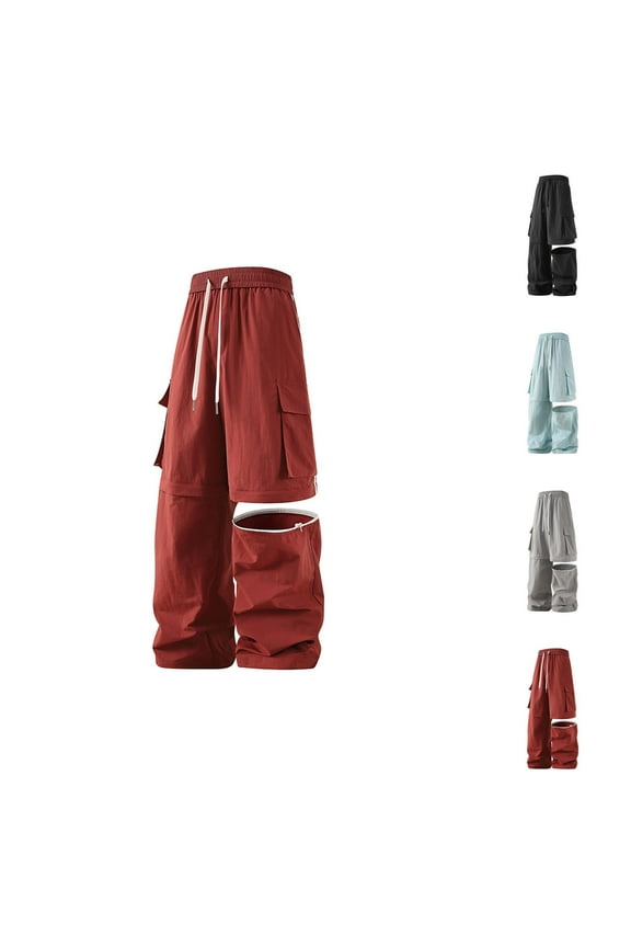 Cargo Pants for Men 2025 Lightweight Loose Fit Straight Leg Convertible Zip Off Combat Parachute Pants with Pockets