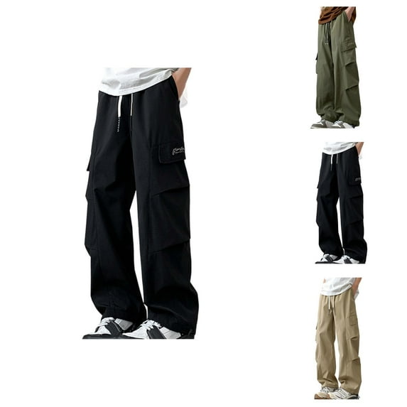 Cargo Pants for Men 2025 Lightweight Loose Fit Wide Leg Elastic Waist Drawstring Casual Pants with Pockets Trousers