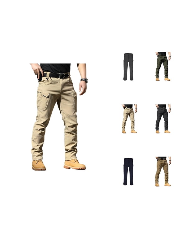 Cargo Pants for Men 2025 Outdoor Durable Stretch Slim Fit Hiking Combat Pants with Pockets Mens Trousers